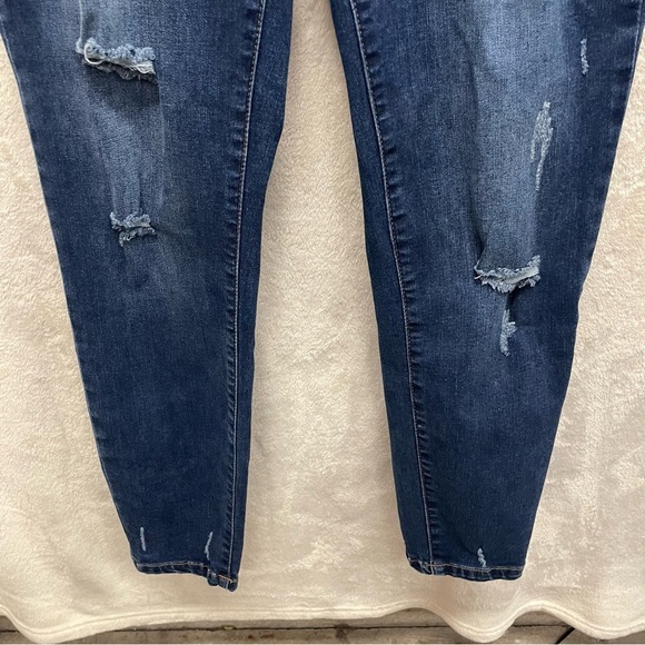 Enjean high rise skinny jeans distressed grunge women’s size 11 dark wash - Picture 5 of 10